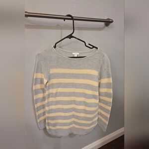 J. Crew Gray and Cream Striped Sweater